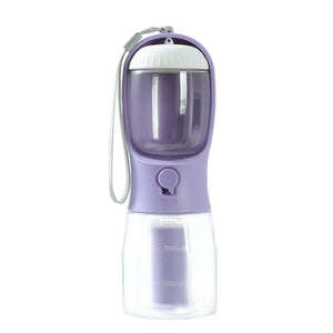 Purple pet water bottle with a transparent section on a white background