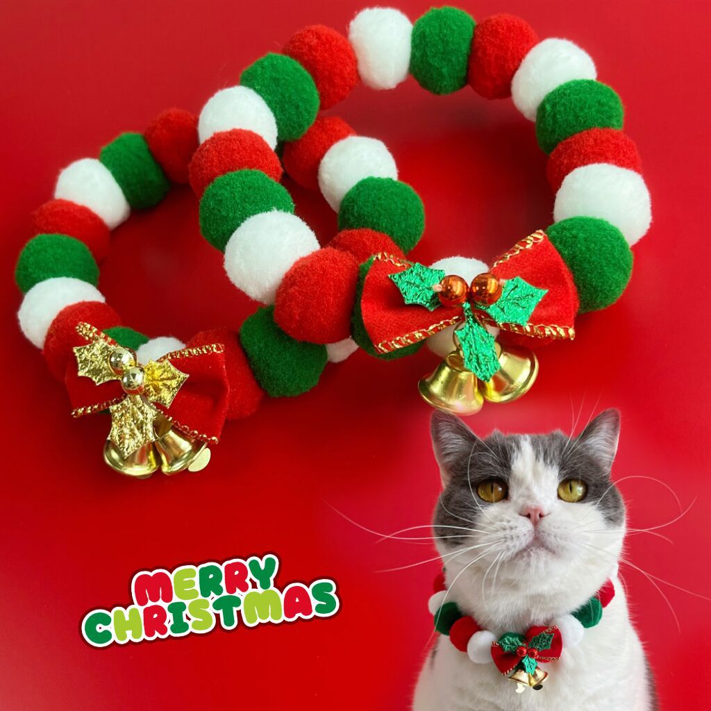 Christmas Cute Cat Plush Ball Necklace Soft