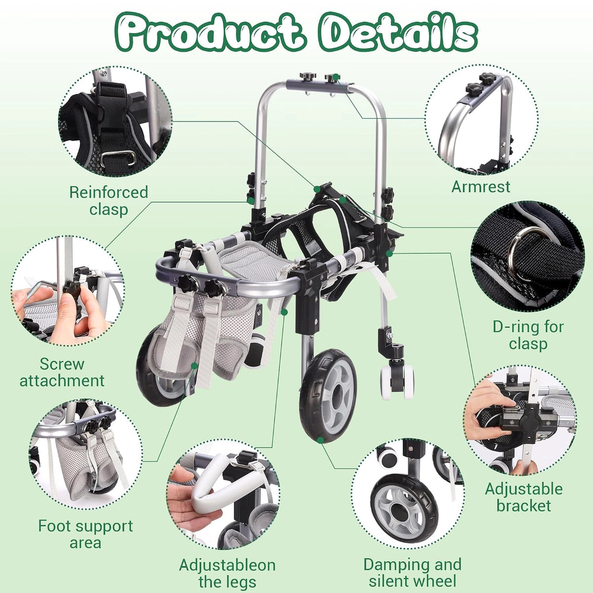 FrontRise Mini - Four-Wheel Front-Leg Wheelchair for Small Dogs
