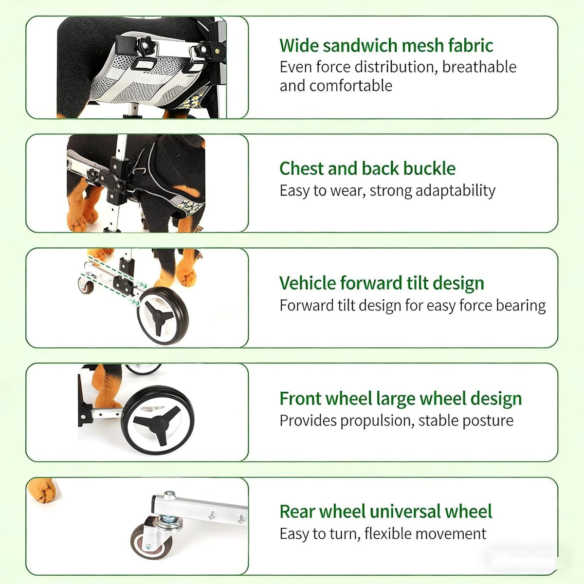 FrontRise Mini - Four-Wheel Front-Leg Wheelchair for Small Dogs