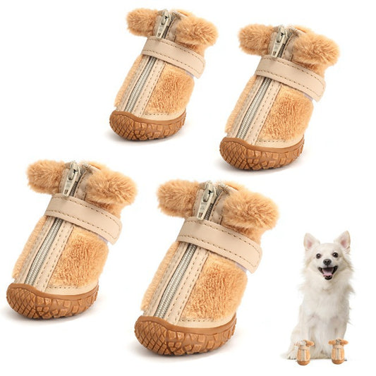 Winter Dog Shoes Plush Dog Booties Cute Ear Decoration