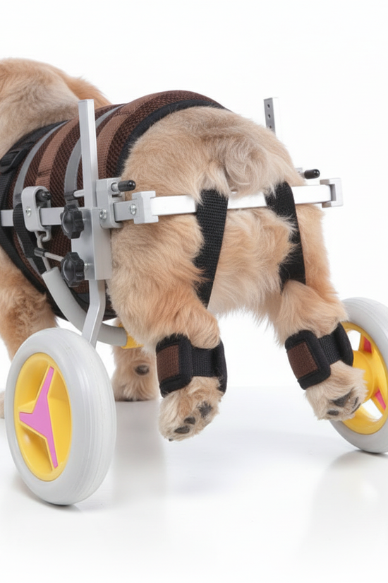 Freedom Walker small dog wheelchair back view showing adjustable width and length