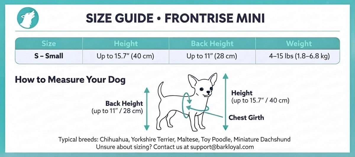 FrontRise Mini - Four-Wheel Front-Leg Wheelchair for Small Dogs