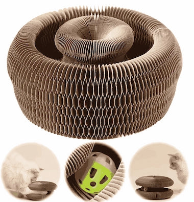 Cat Accordion Scratcher Toy with interactive features on a white background