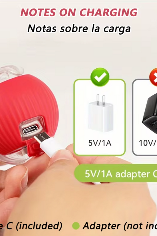 Portable charger with charging adapter notes on a white background