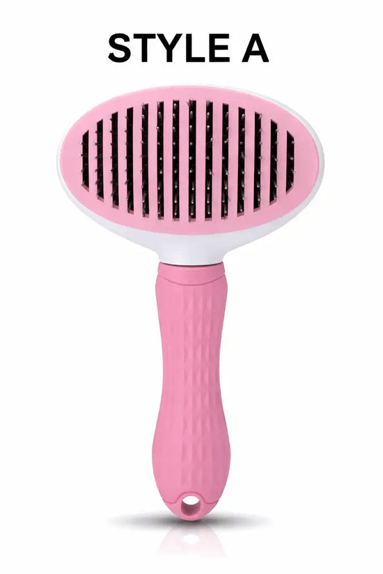 Pink Pet Deshedding Comb on white background for grooming