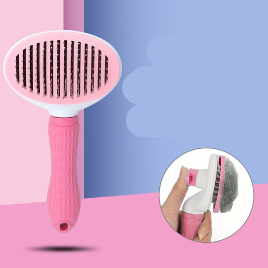 Professional dog deshedding comb pink for removing loose fur and undercoat