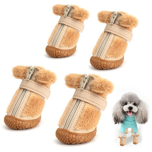 Winter Dog Shoes Plush Dog Booties Cute Ear Decoration