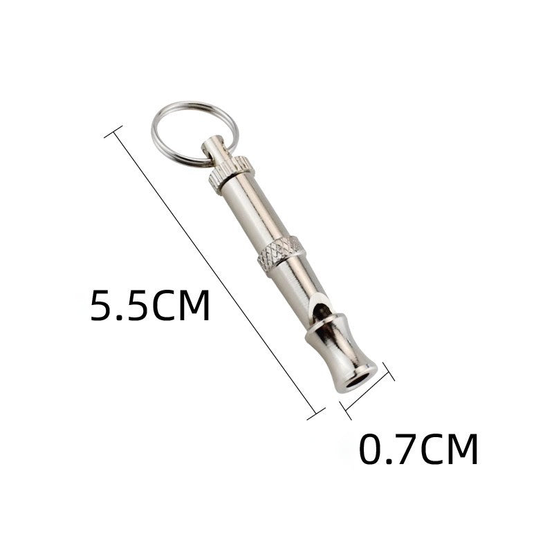 Ultrasonic Dog Training Whistle and measurements on a white background
