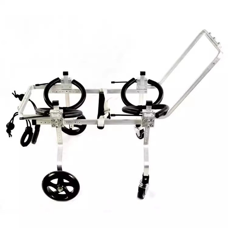 Front view of the QuadStride four-wheel dog wheelchair without a dog